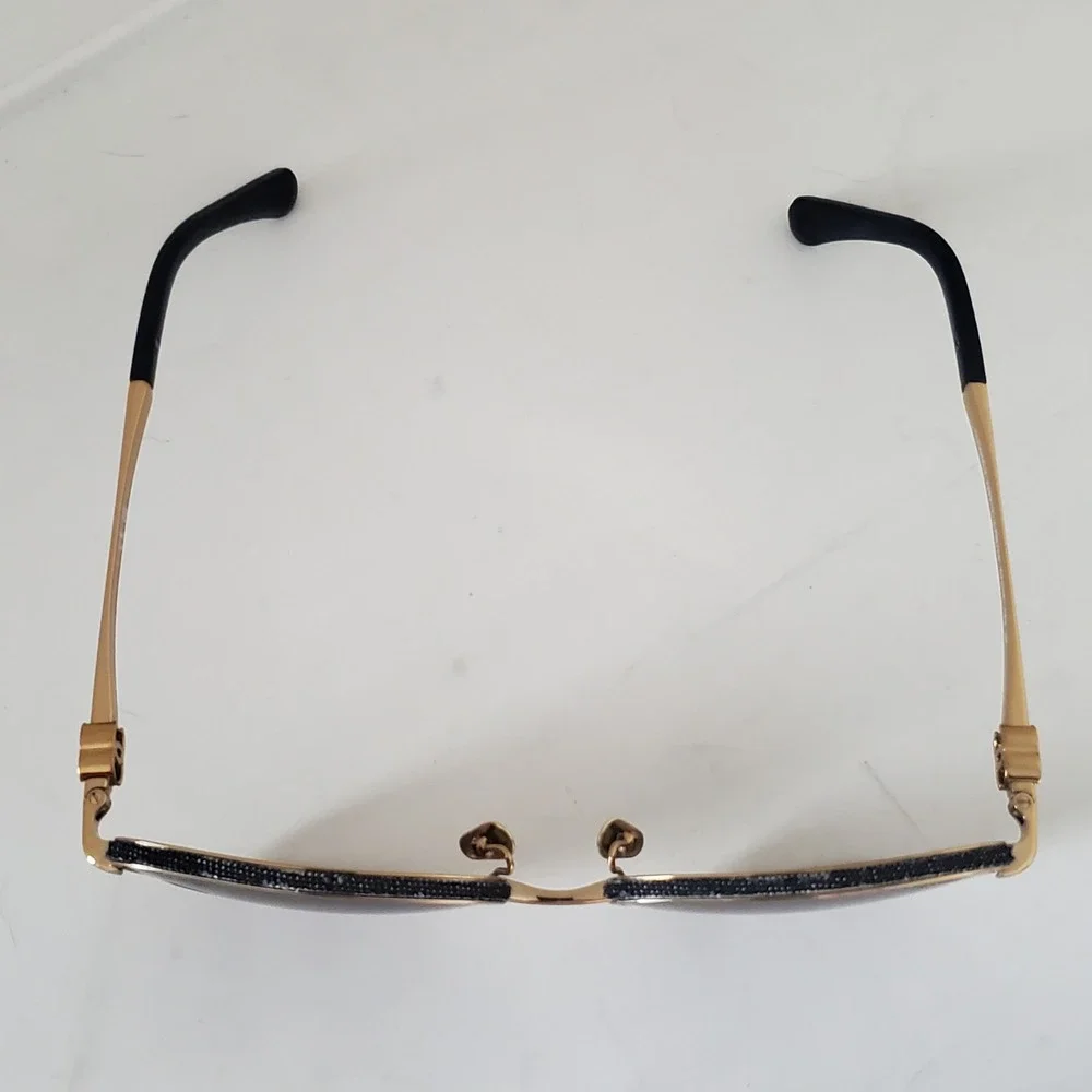 Chanel 4222 Gold Navy Denim Polarized Square Sunglasses Women CC Logo Italy